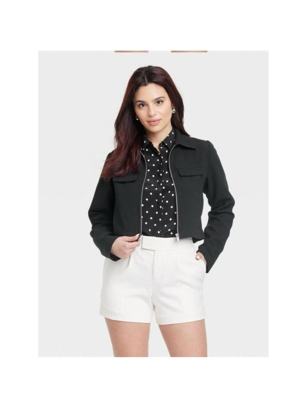 NWT Women's Zipper Jacket - A New Day Black